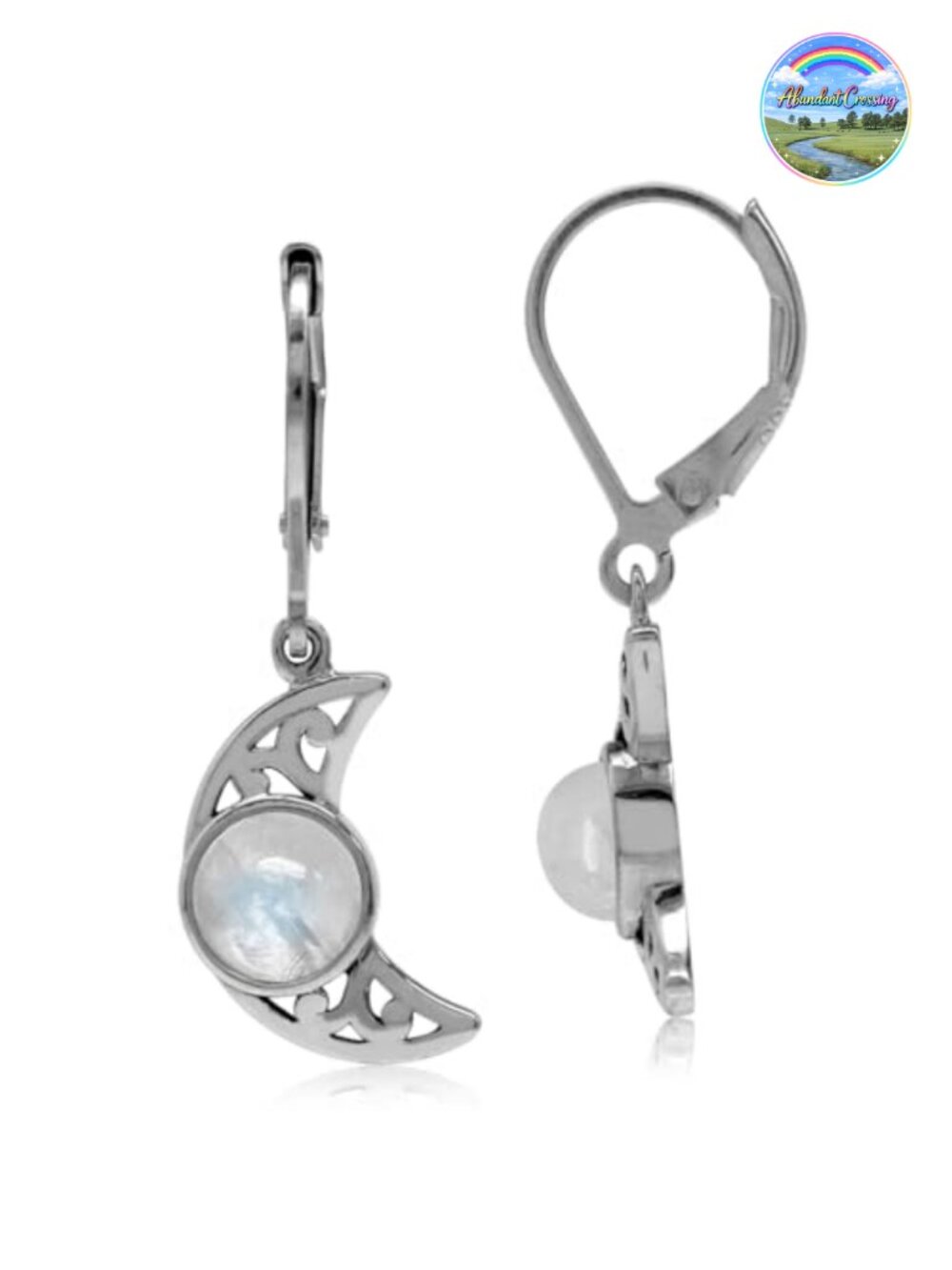 Silvershake Sterling Silver Filigree Crescent Moon Dangle Earrings